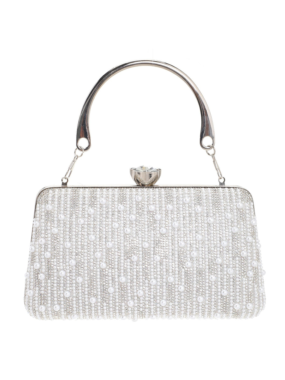 Women's Elegant Beaded Embroidered Evening Clutch Formal Gown Purse, Banquet Handbag, Fashion Shoulder Bag & Top-Handle Bag