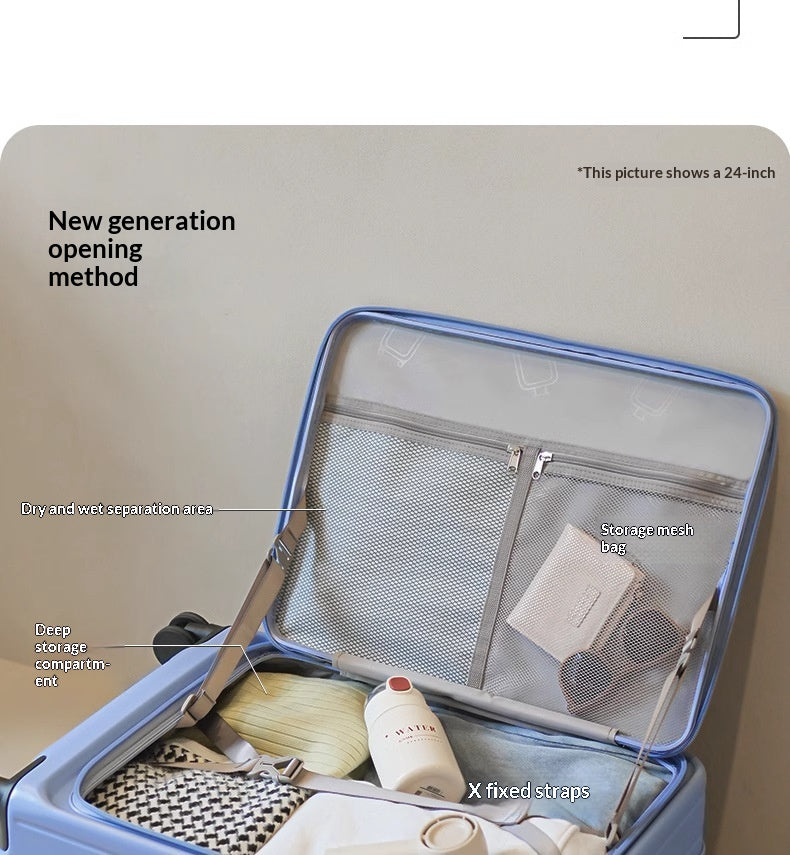 Wisteria Color--New Side-Opening Expandable 20-Inch Carry-On Rolling Suitcase 26-Lock Travel Luggage 24-Large Capacity Leather Bag For Men And Women