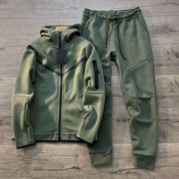 Olive  Fleece tech tracksuit