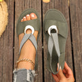 Plus Size Fish Mouth Wedge Sandals Flat Sole Elastic Strap Open Toe Summer Shoes For Women