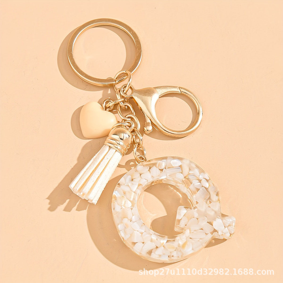 Letter Heart Tassel Keychain Bag