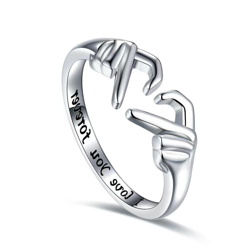 Double-hand Heart Ring European And American Fashion Heart-shaped Embrace