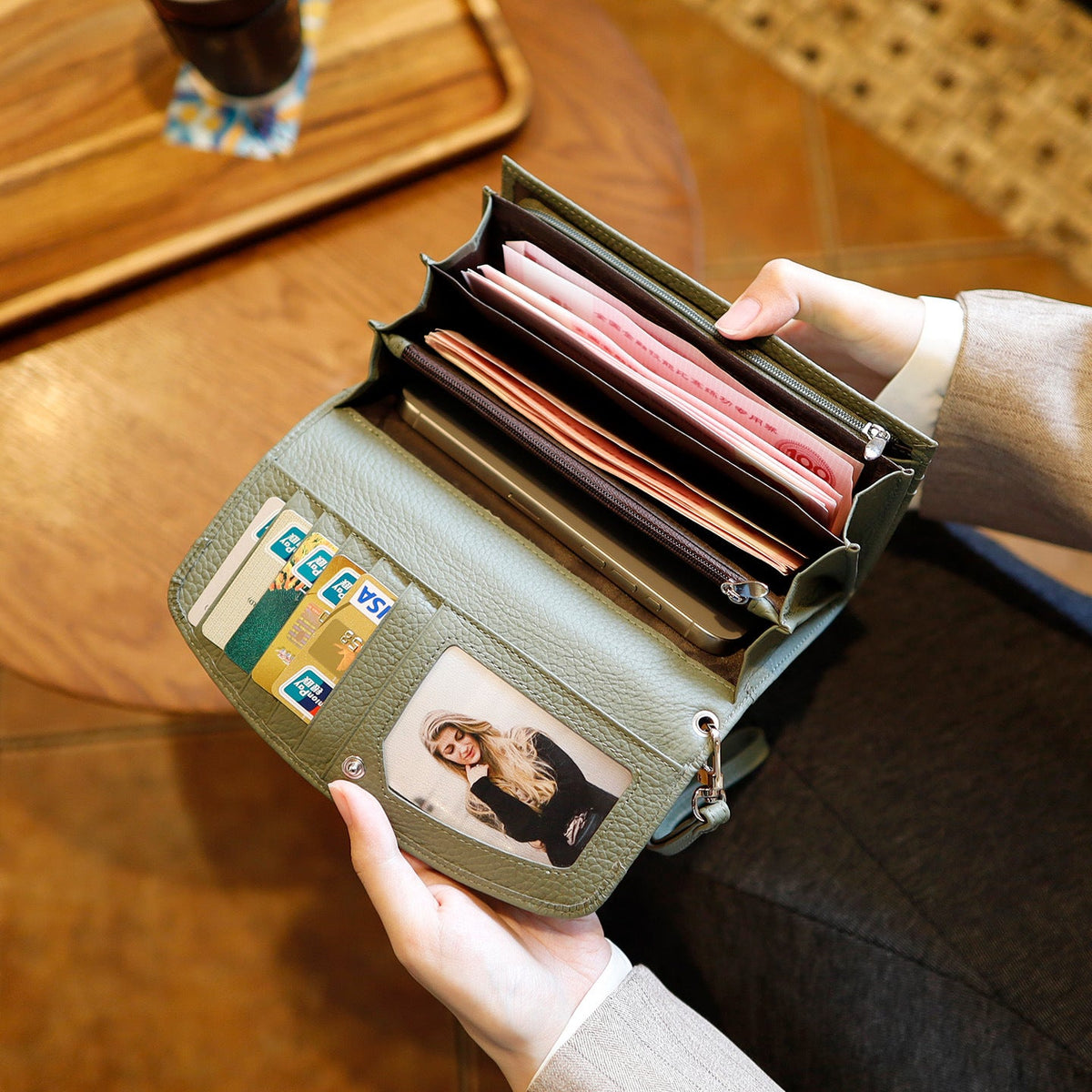 Long Womens Genuine Leather Clutch Bag