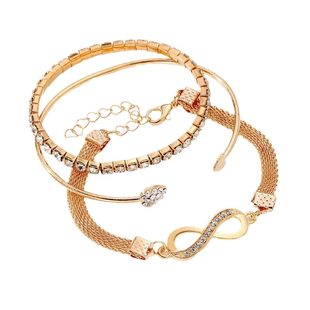 Women's 3-piece Alloy Set Featuring A Diamond-studded Infinity Symbol