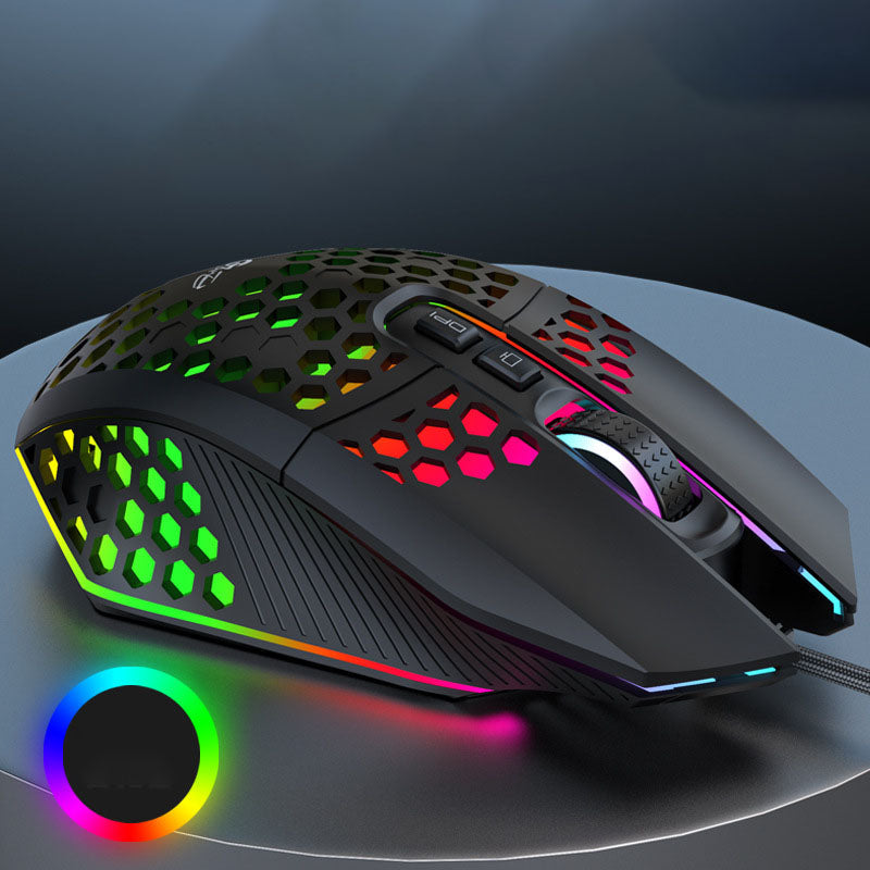 X801 Wired Mouse Hole Hollow Luminous Desktop Computer Notebook Office Game Competition 8000Dpi