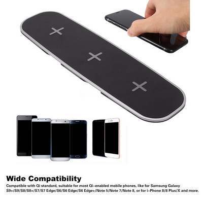 Universal 3--1 Qi Wireless Charger Base Charging Pad Device
