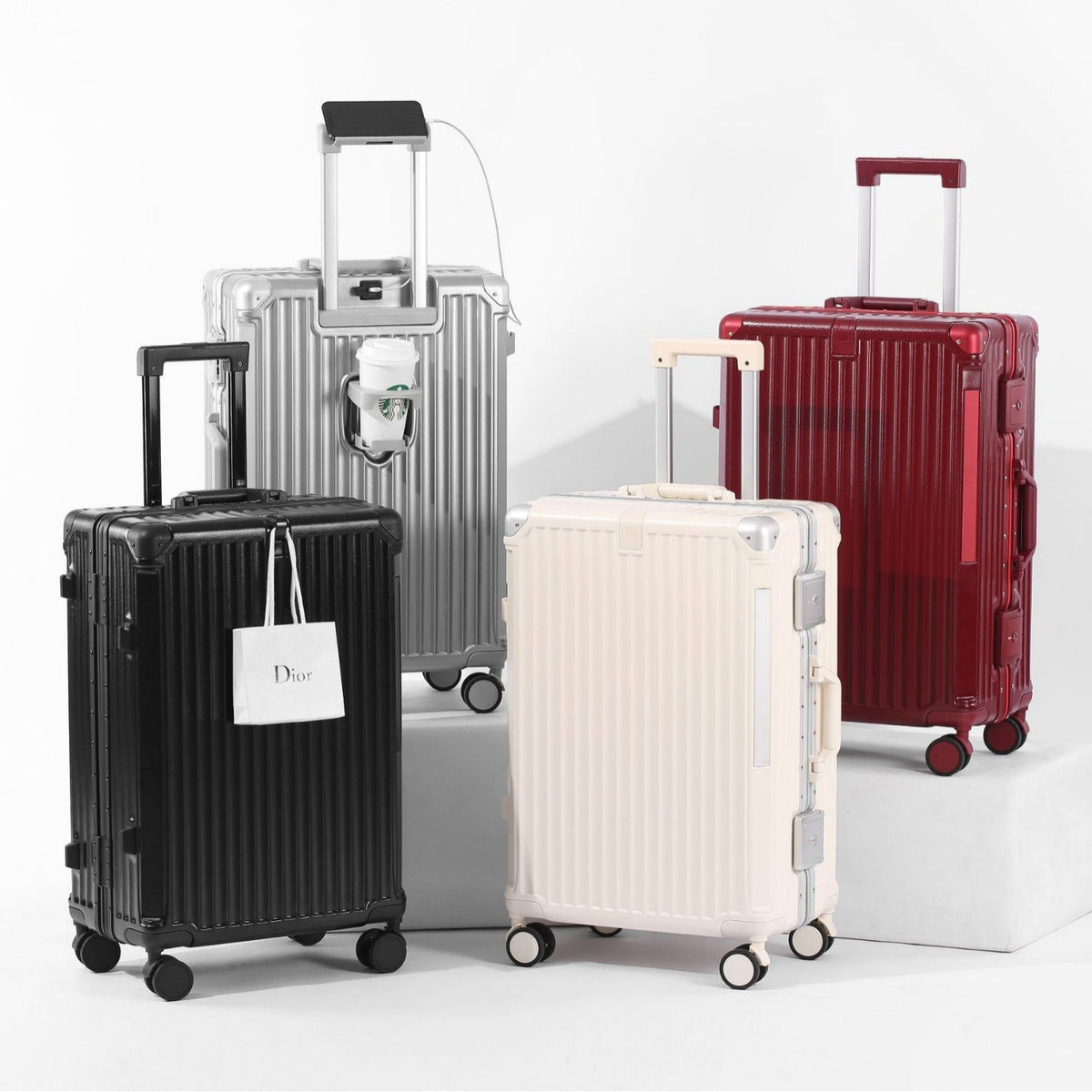 Aluminum-frame Carry-on Suitcase Drop-resistant Trolley Case Travel Luggage