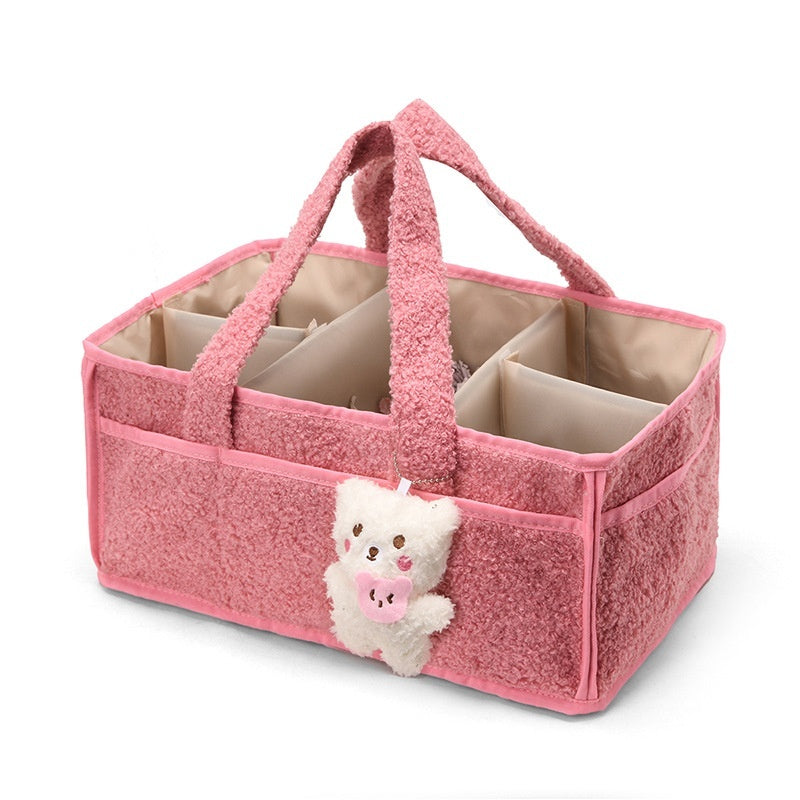 Plush Mommy Bag Baby Diaper Organizer Bottle Storage Bag