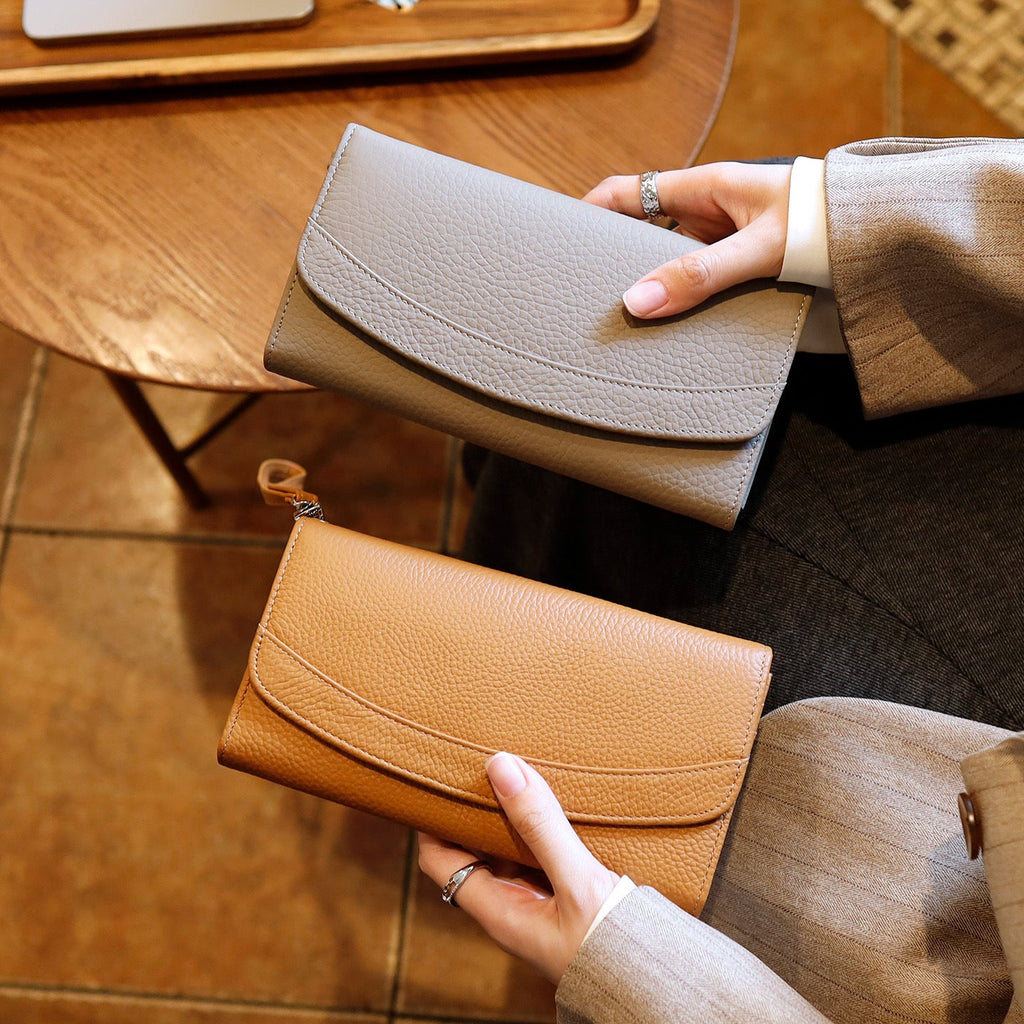 Long Womens Genuine Leather Clutch Bag