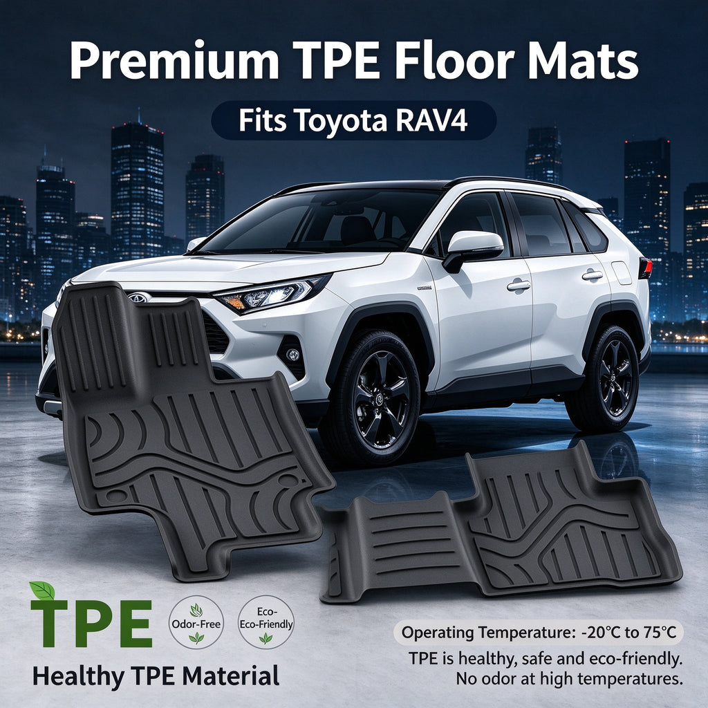 Eco Friendly TPE Floor Mats & Cargo Trunk Liner For RAV4 2019 To 2025, Custom Fit Car Floor Liners