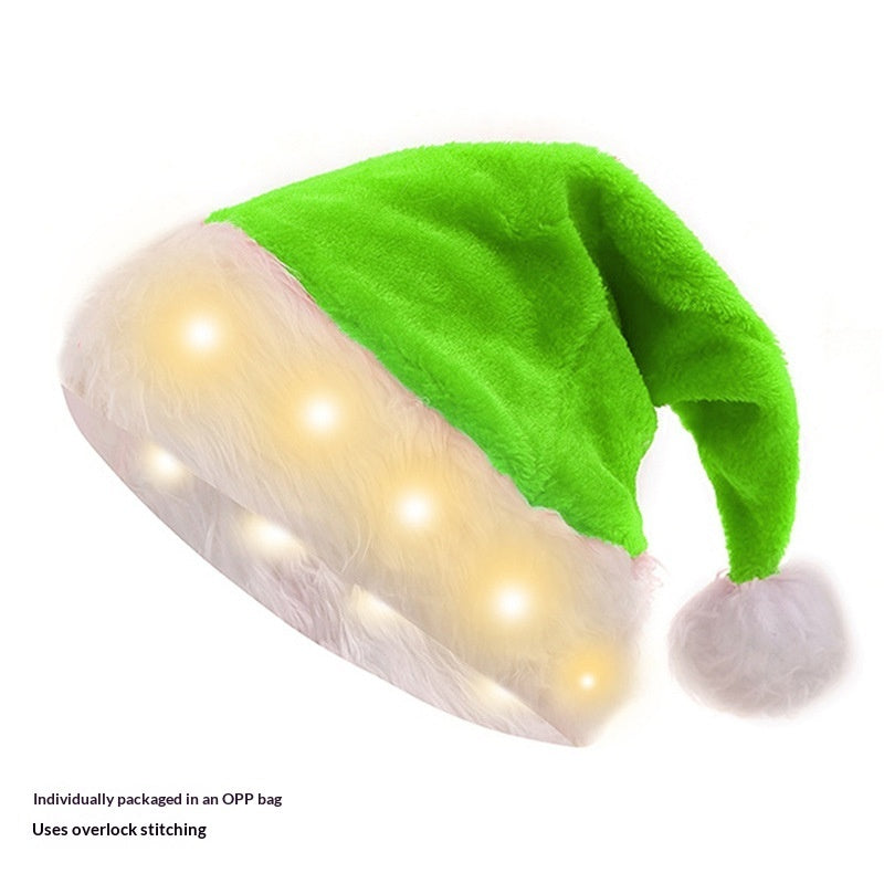 Christmas Party Plush Glowing Christmas Hat For The Elderly