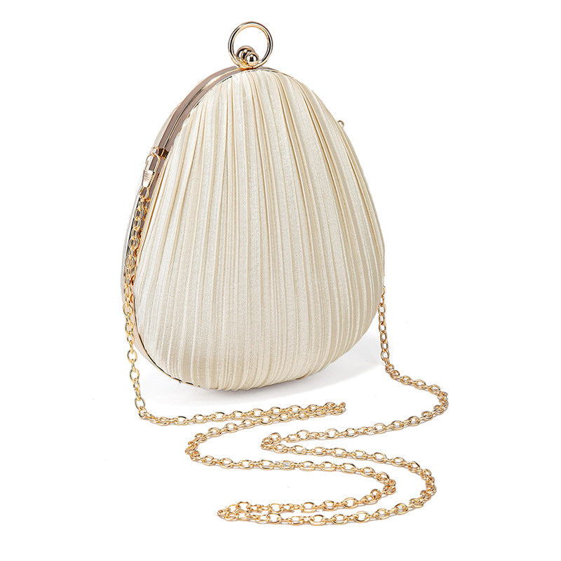Womens Satin Pleated Evening Bag Handbag Formal Clutch