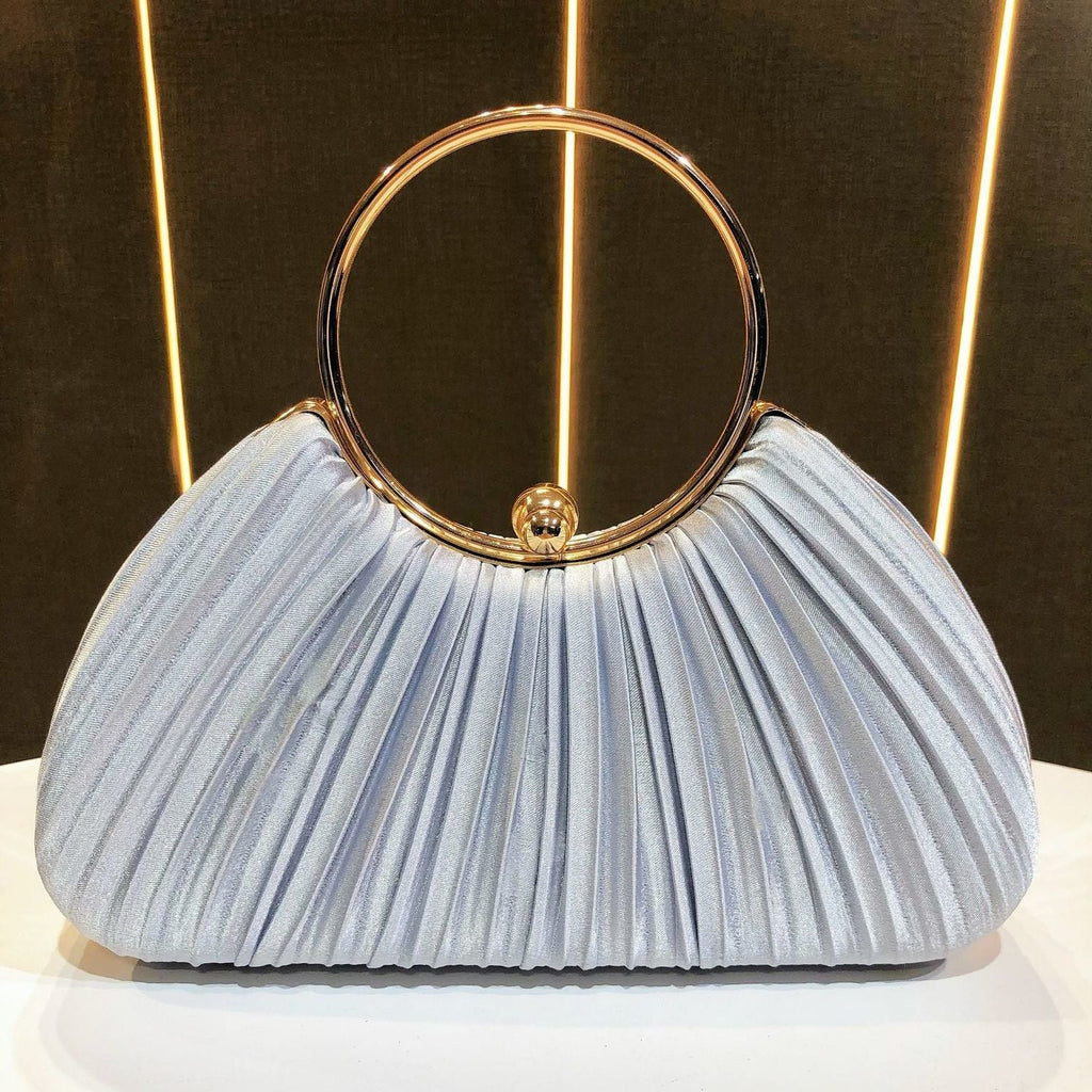 Satin Cheongsam Pleated Evening Clutch