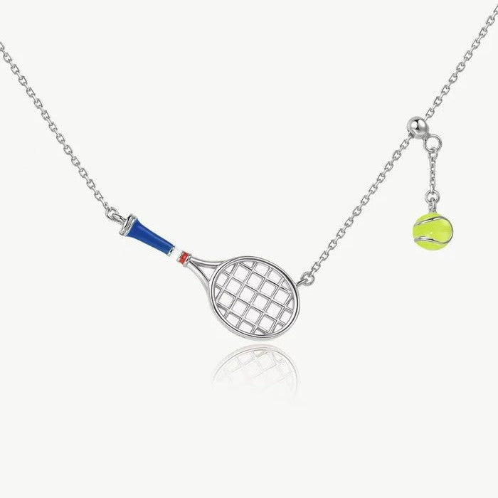 Colorful Oil-drop Tennis Racket Pendant Necklace