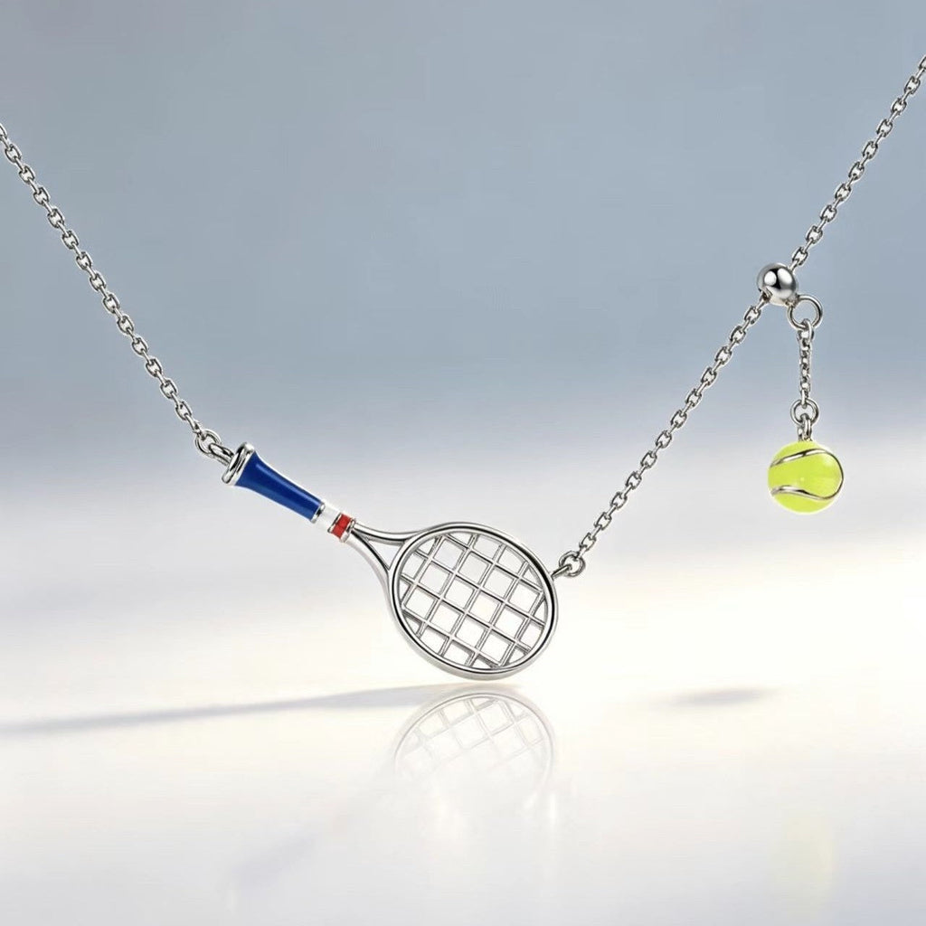 Colorful Oil-drop Tennis Racket Pendant Necklace