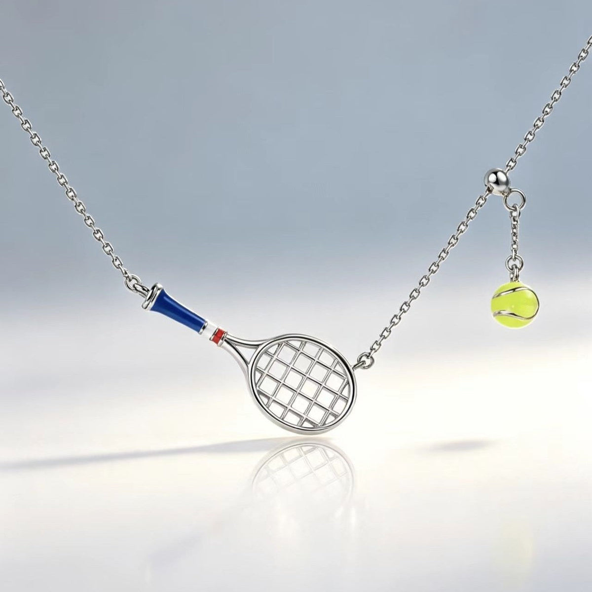Colorful Oil-drop Tennis Racket Pendant Necklace