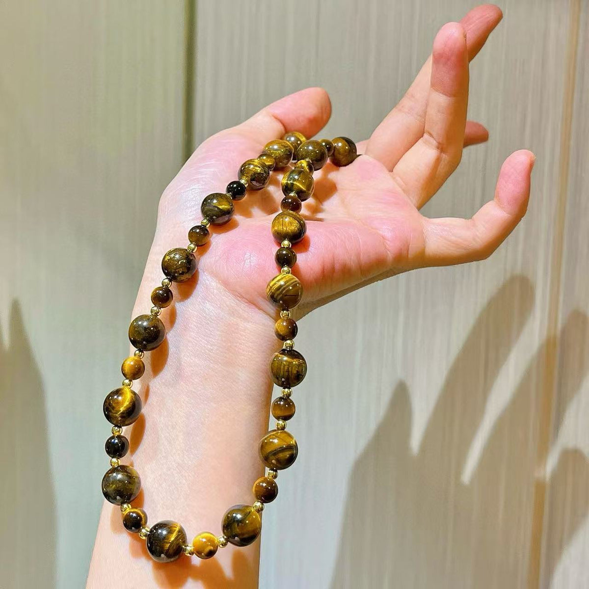 Autumn And Winter Maillard Style Natural Tiger Eye Stone Design Starry Crystal Clavicle Chain Necklace Guaranteed Authenticity And Re-Inspection