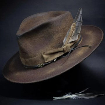 Wool Wide-brimmed Denim Distressed Vintage Jazz Top Hat