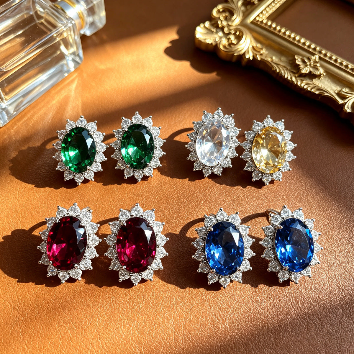 Korean-style New Micro-inlaid Zircon Earrings, European And American Cross-border Elegant Women's Light Luxury Earrings, Niche Exquisite High-end Ear Accessories