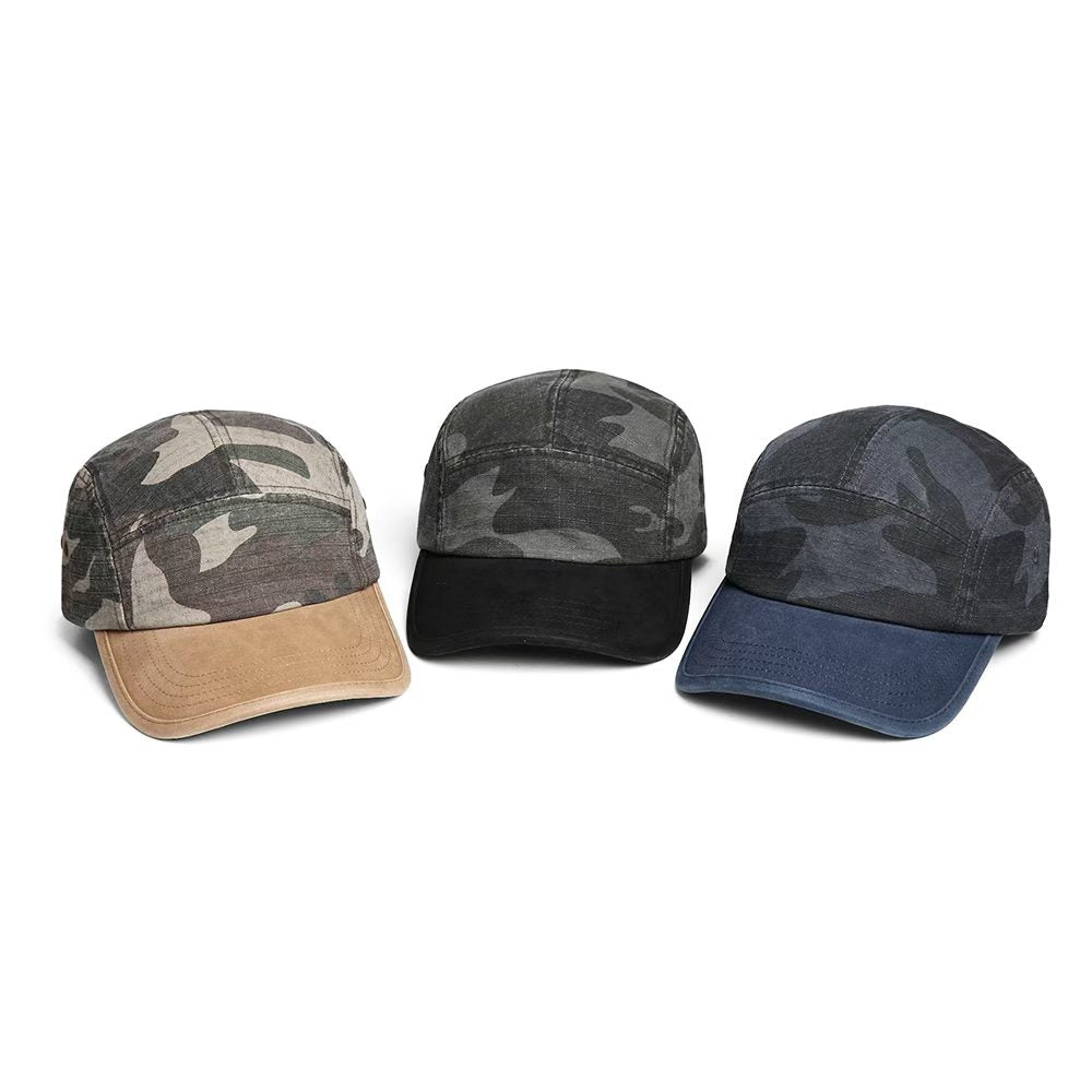 American-style Vintage Patchwork Washed Distressed Baseball Cap, Five-piece Short Brim Hip-hop And Artsy Casual Hat