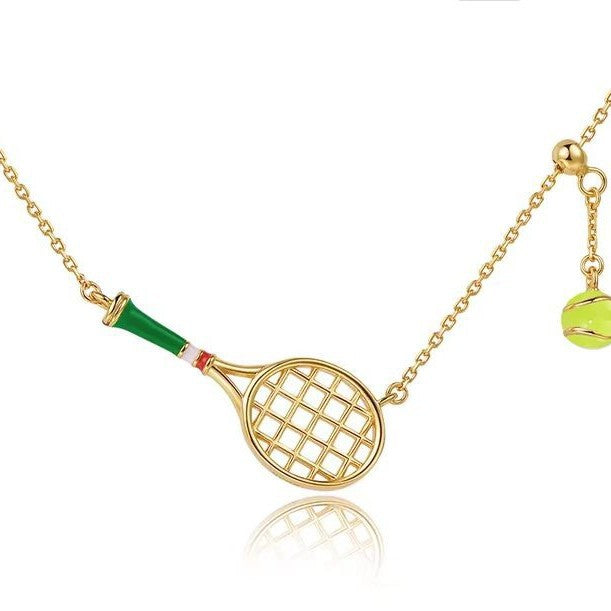 Colorful Oil-drop Tennis Racket Pendant Necklace