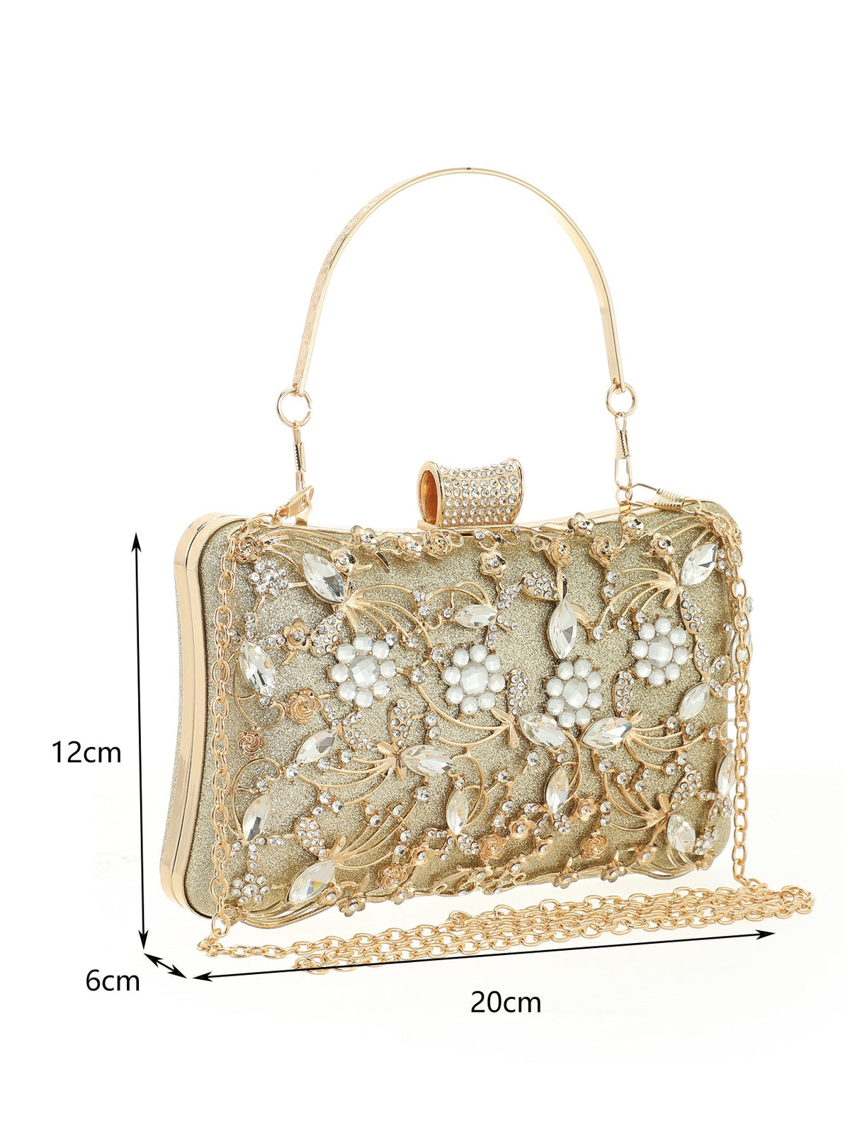 Women's Metallic Rhinestone-Studded Evening Clutch  Fashion Party & Banquet Handbag, Versatile Formal Gown Purse, Elegant Clutch For Weddings