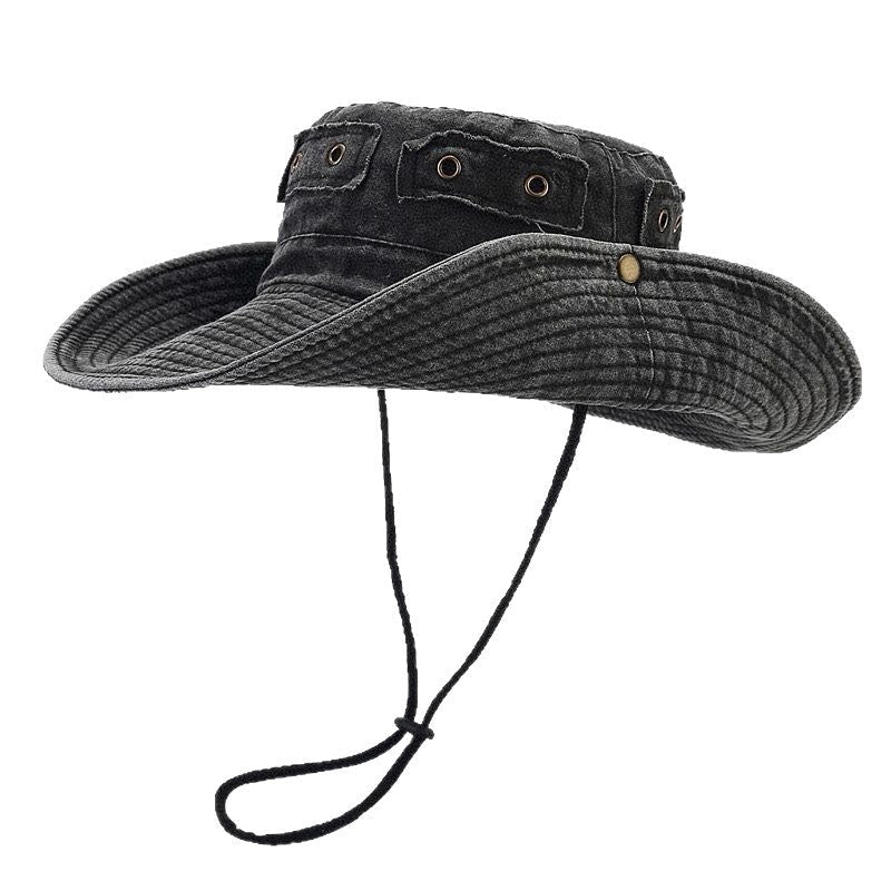 Retro Washed-cotton Bucket Hat For Sun Protection Outdoors