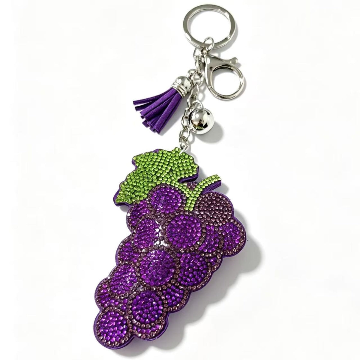 Hot-fix Rhinestone Grape Keychain With Full-rhinestone Tassel