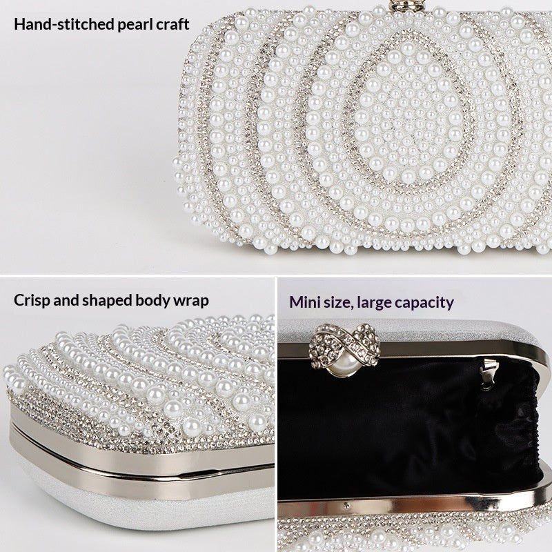 Diamond-encrusted Evening Ladies' Pearl Clutch Bag
