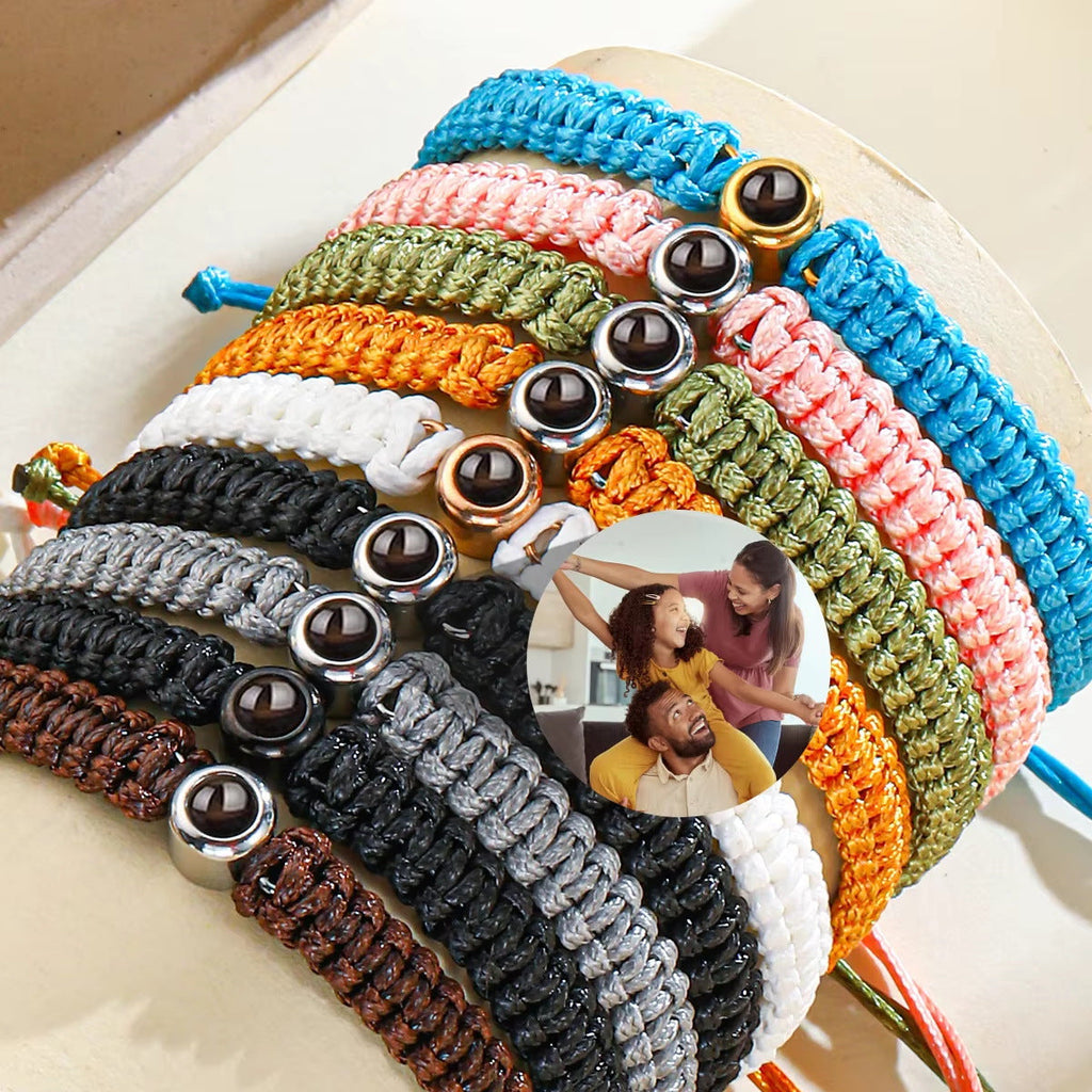 Stainless Steel Photo Projection Color Woven Bracelet