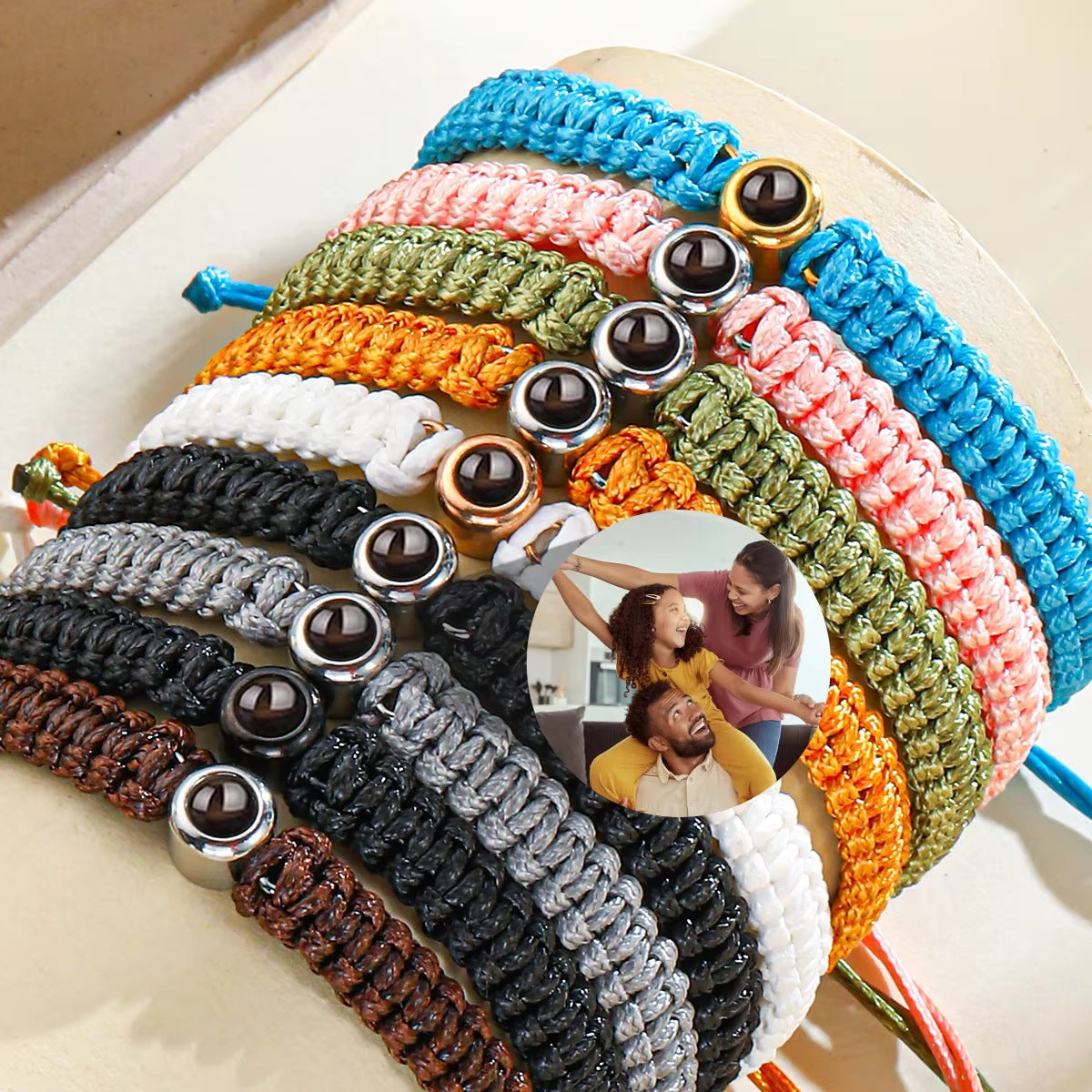 Stainless Steel Photo Projection Color Woven Bracelet
