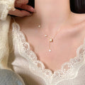 Light Luxury Niche Design, High-End Small Waist Four-Leaf Flower Necklace, Tassels, Sweet Elegant, Fashionable And Versatile Clavicle Chain