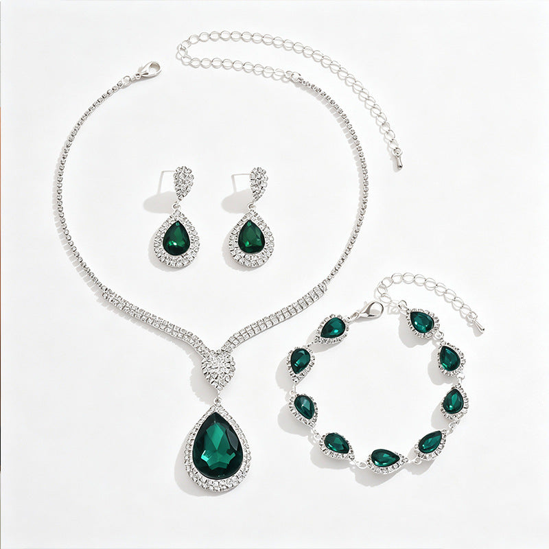 Fashion Temperament Red Sapphire Blue Water Drop Pendant Light Luxury Design Niche Trend Suit All-match Wholesale