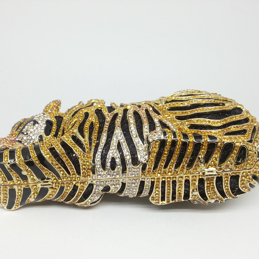 Tiger Rhinestone Evening Clutch Banquet  Party Bag