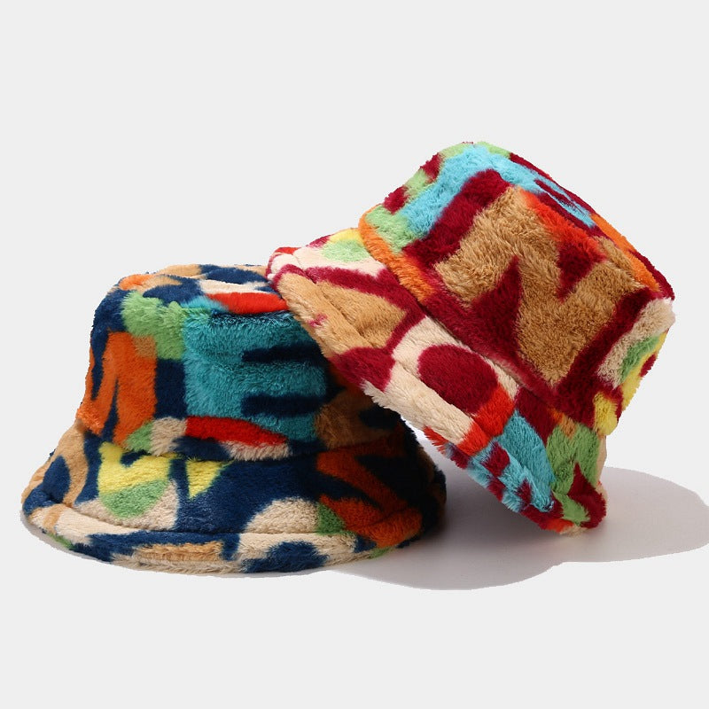 Women's Letter-Printed Plush Warm Sun Hat
