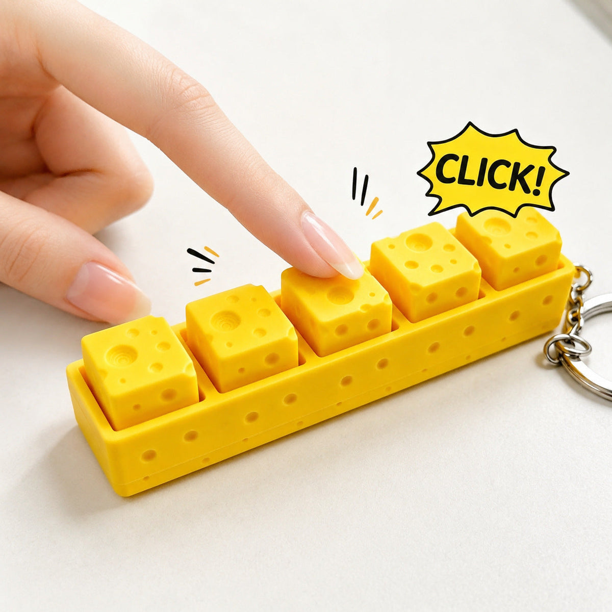 Cheese-shaped Office Desk Keyboard Keychain
