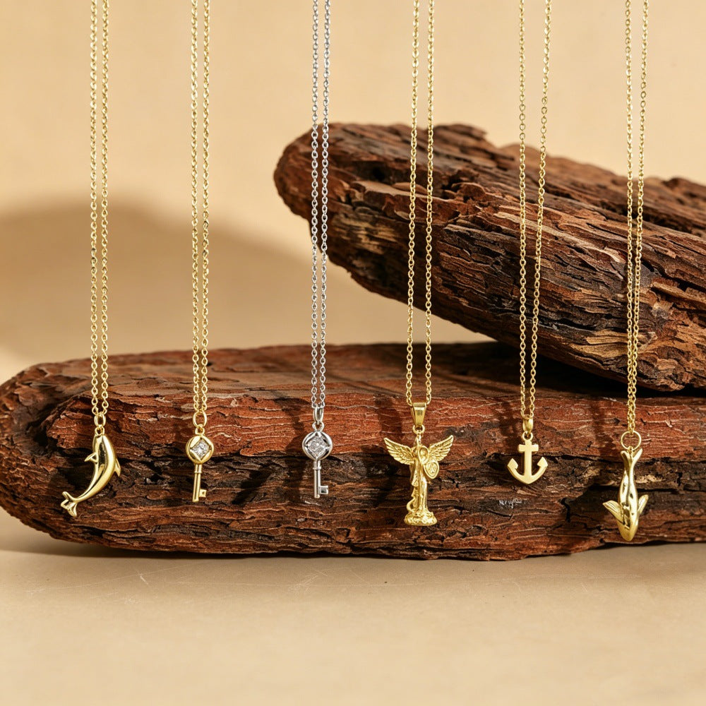 Ocean-themed Copper Necklace With 14k Gold Plating