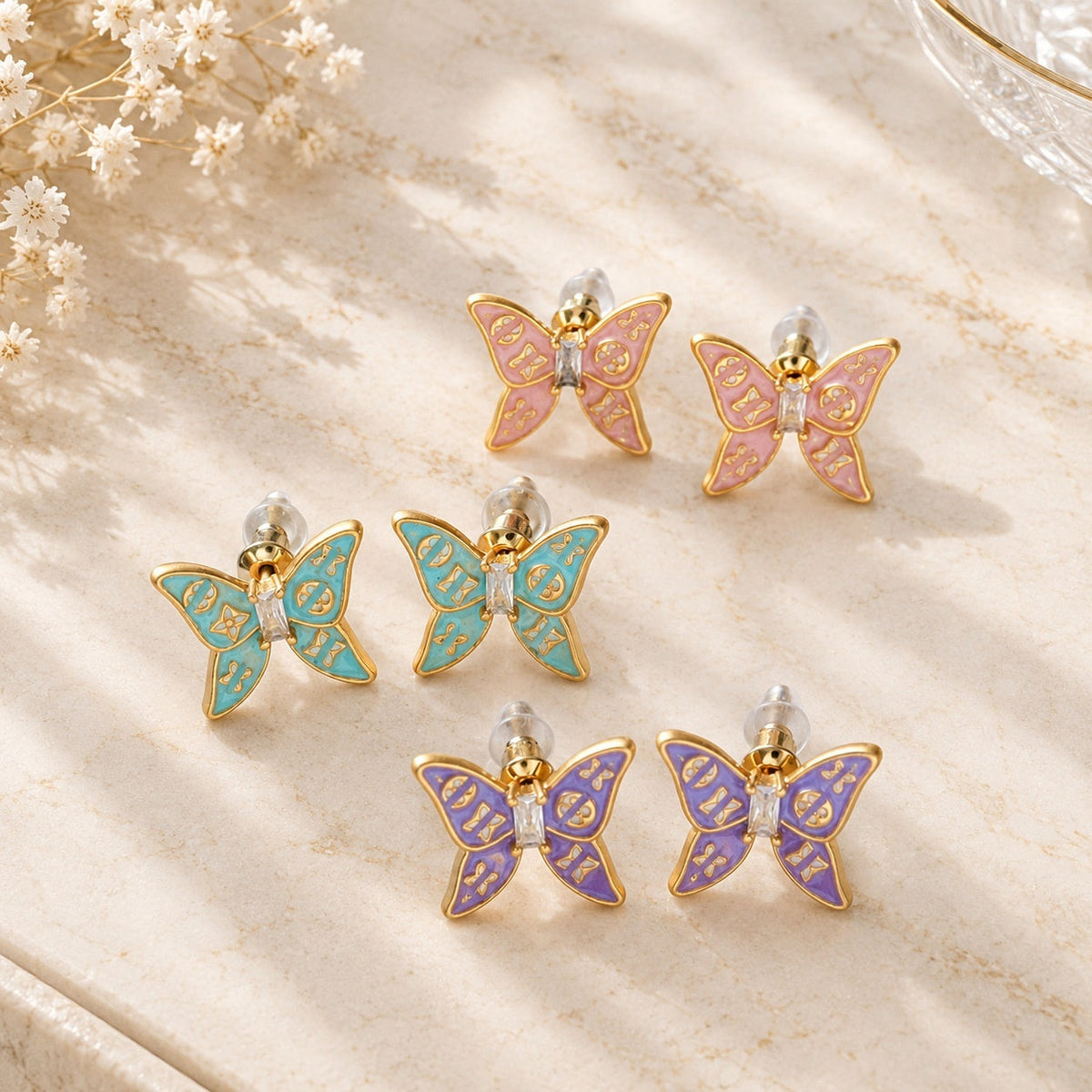 Colorful Enamel Butterfly Earrings With Dripped Oil Design