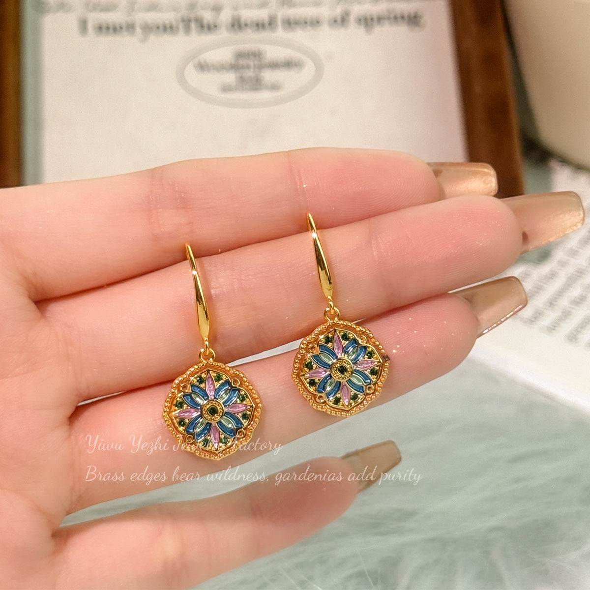 Popular Monet Garden Vintage-Style Earrings, High-End, Light Luxury, Fashionable And Elegant Earrings, Niche And Elegant Forest-Style Earrings