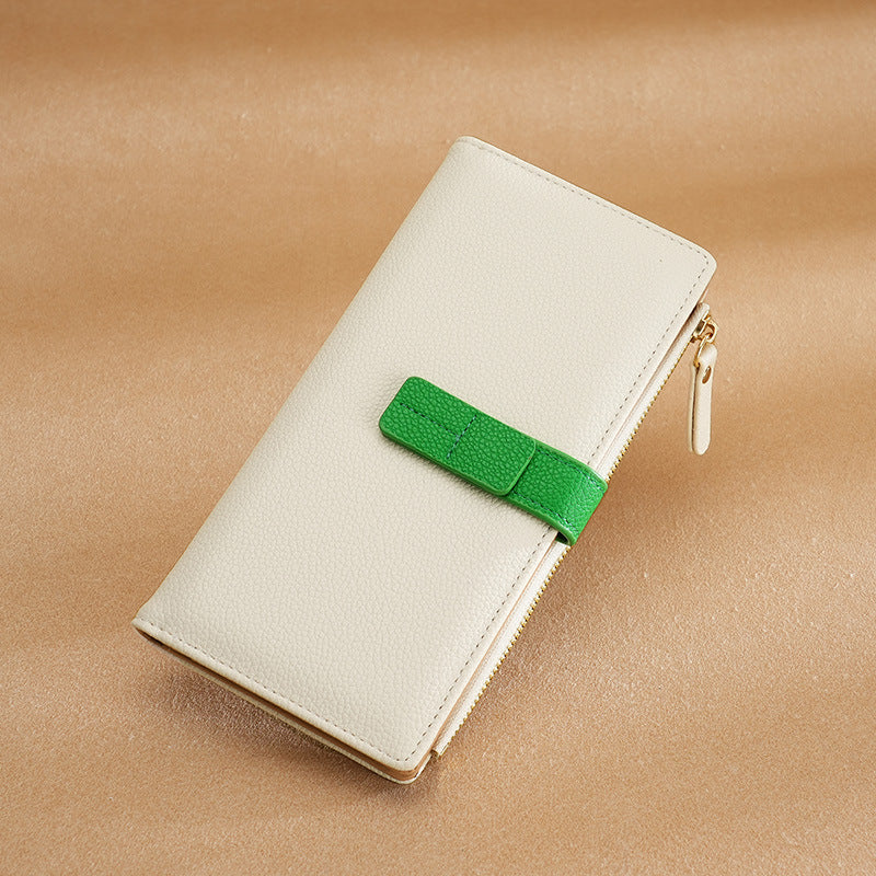 Long Multiple Card Slots Zipper Bag Buckle Korean Style High Sense Women's Wallet
