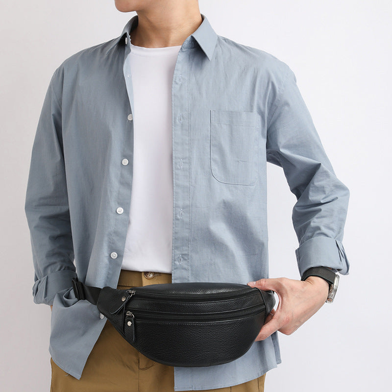 New Stylish Minimalist Casual And Trendy Mens Genuine Leather Crossbody Bag