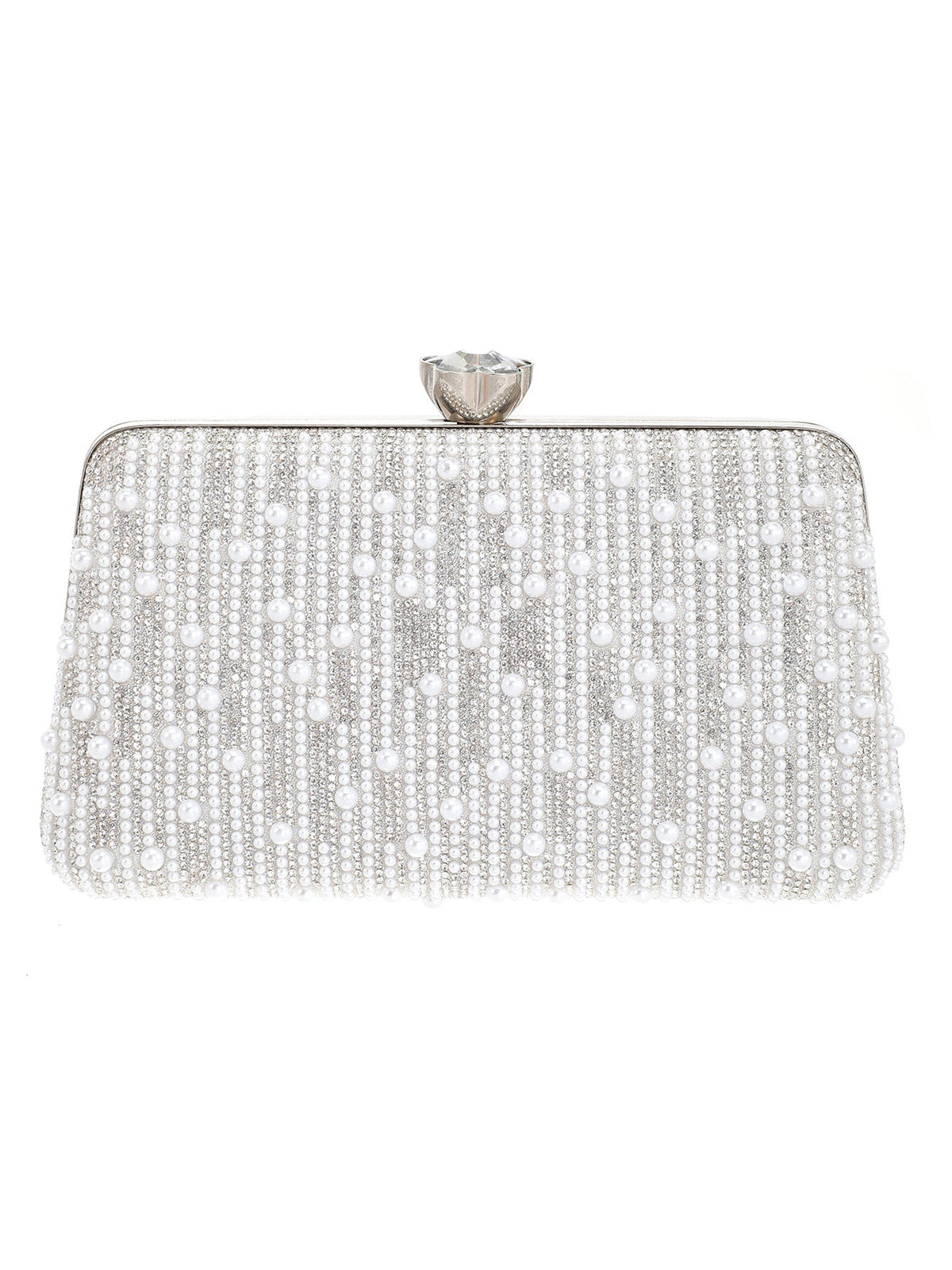Women's Elegant Beaded Embroidered Evening Clutch Formal Gown Purse, Banquet Handbag, Fashion Shoulder Bag & Top-Handle Bag