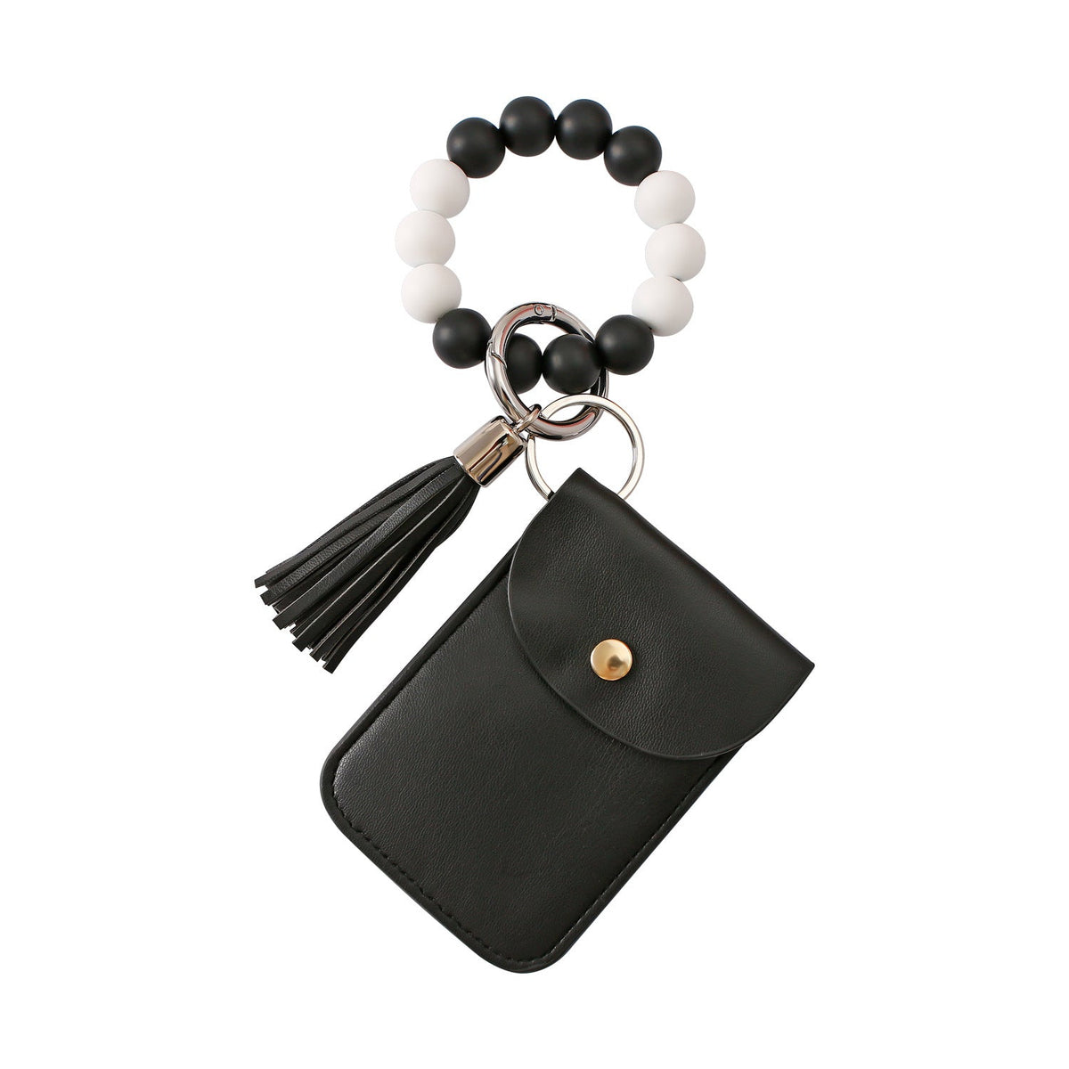 Silicone Bead Wrist Keychain Polyurethane Card Holder Coin Purse