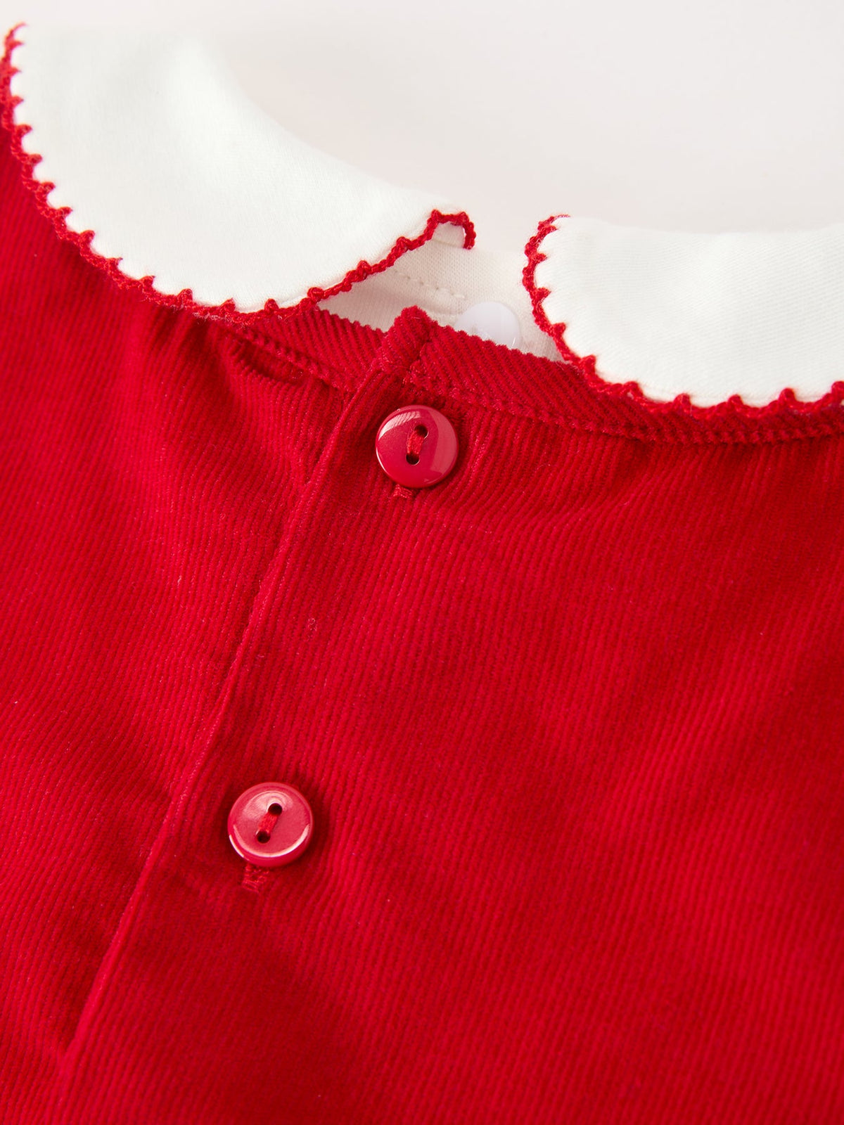 Girls Christmas Tree Embroidered Cotton Top & Corduroy Romper Set