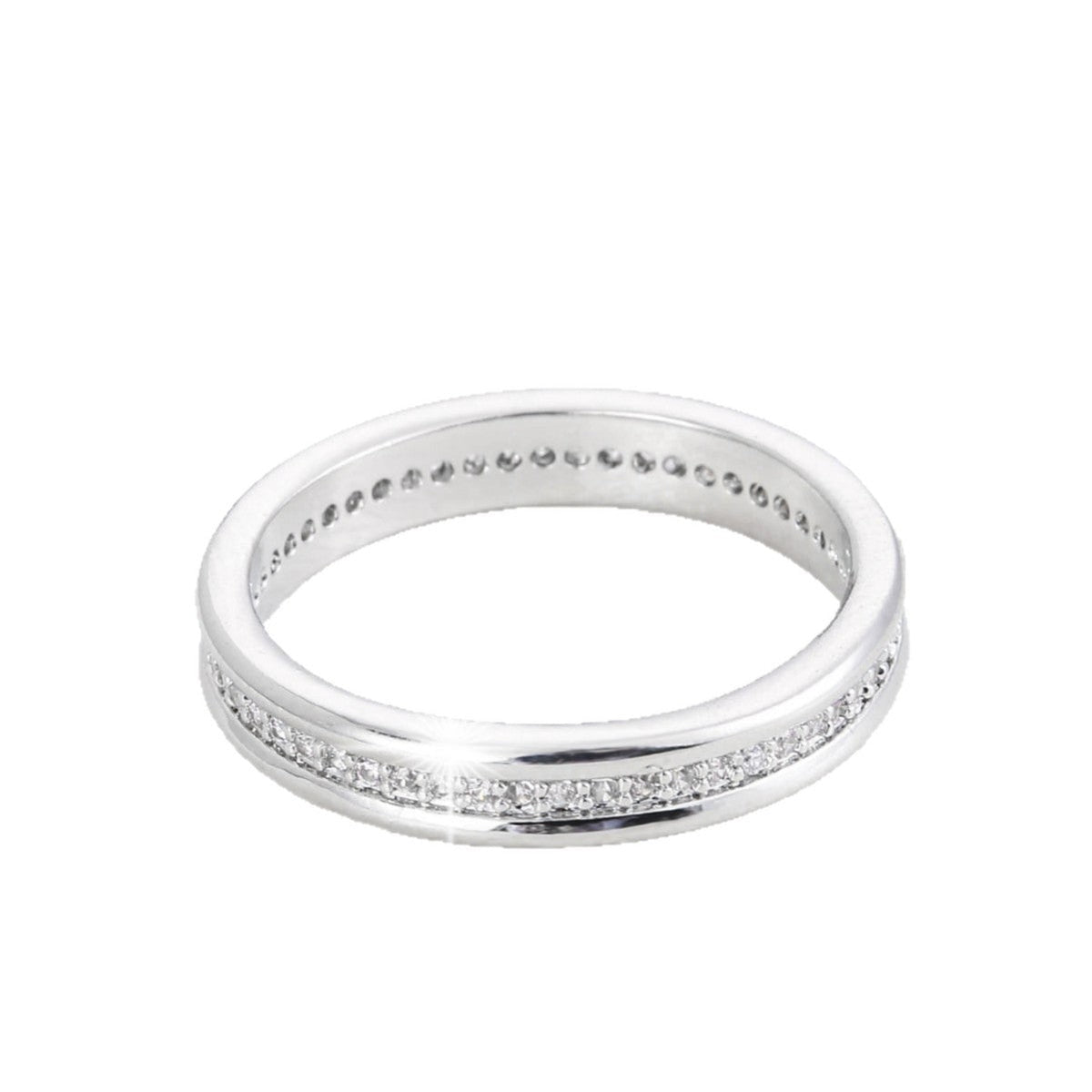 Hot Selling New Inlaid Zircon Women Ring, Minimalist Single Row Zircon Band, Light Luxury Commuter Stackable Couple Finger Jewelry