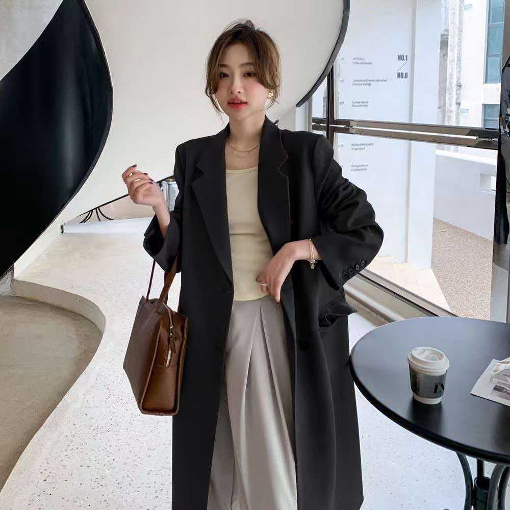 Women's Casual Blazer, Loose-fit Trench Coat