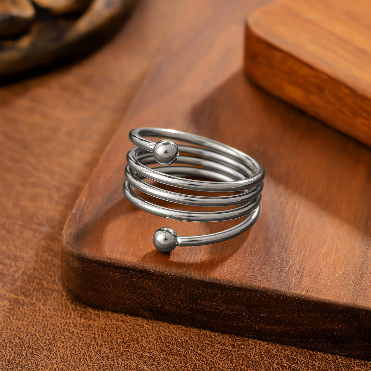 Ins-style Geometric Sphere Titanium Steel Ring For Women