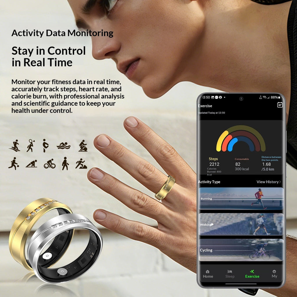 Hr05 Smart Ring Heart Rate, Blood Oxygen, And Sleep Monitoring Call Notifications Sedentary, Hydration, And Vibration Reminders A Tech-enabled Health Ring