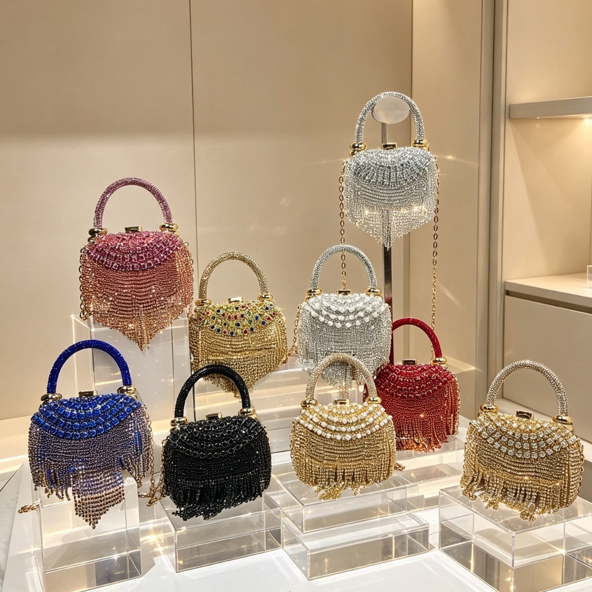 Evening Clutch Shoulder And Crossbody Bag Handbag Fully Diamond-encrusted Womens