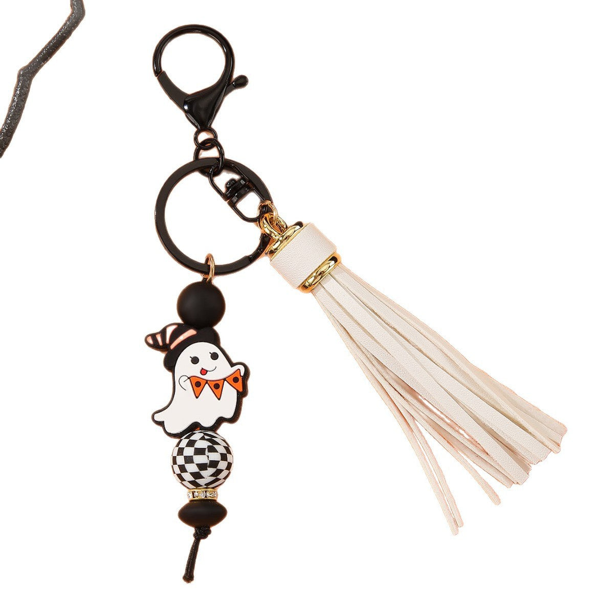 Silicone Bead PU Tassel Bracelet Keychain Pendant